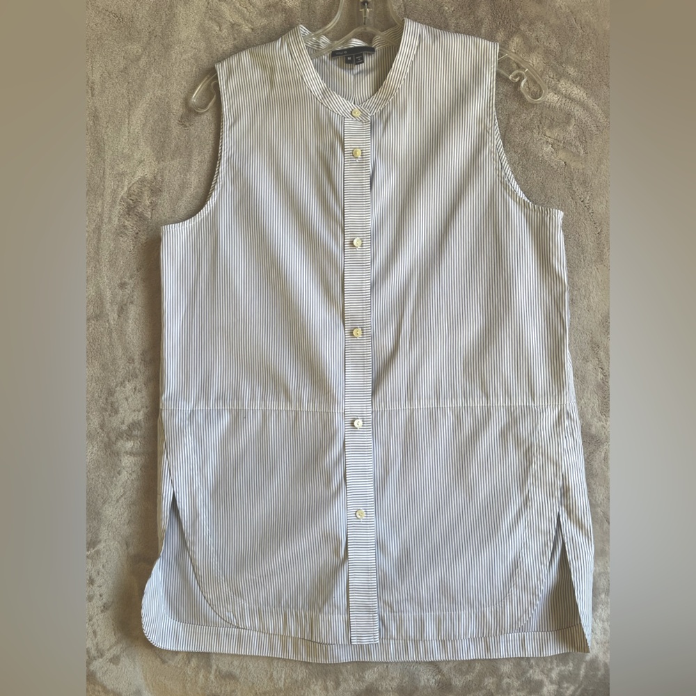 Vince Sleeveless Cotton Button Down with Side Slits Size M